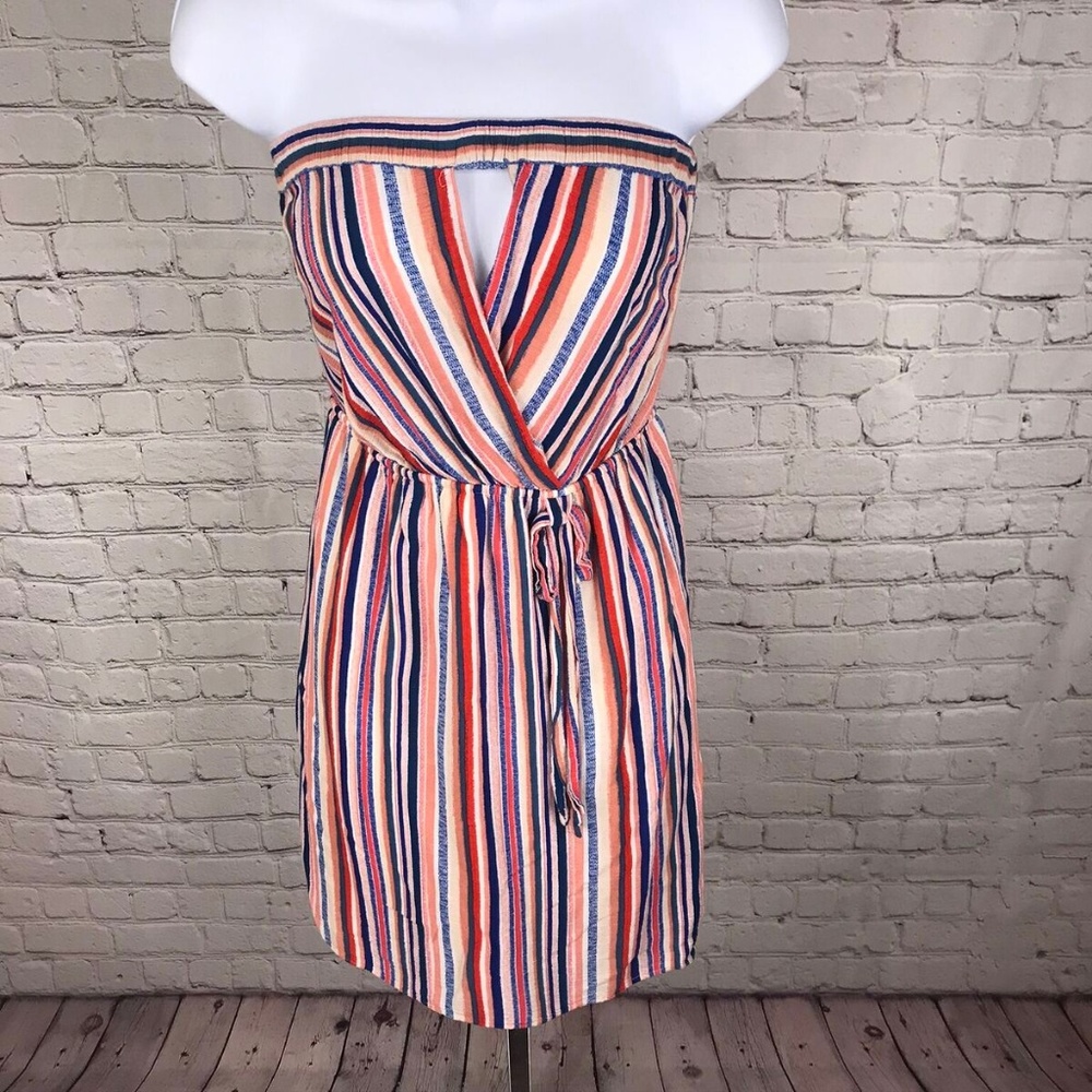 Monteau Strapless Casual Striped Dress Medium